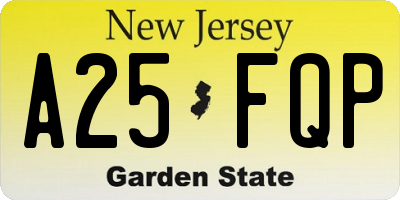 NJ license plate A25FQP