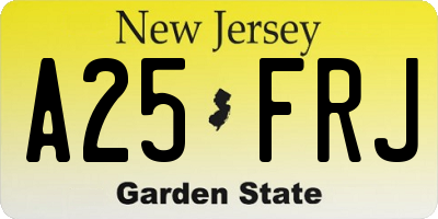 NJ license plate A25FRJ