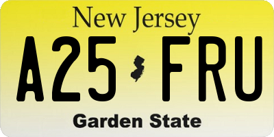NJ license plate A25FRU