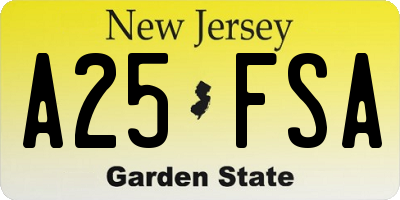 NJ license plate A25FSA