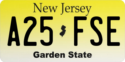 NJ license plate A25FSE