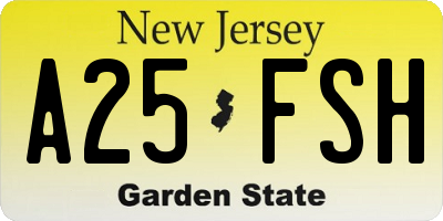 NJ license plate A25FSH