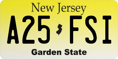 NJ license plate A25FSI