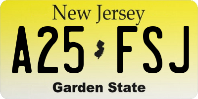 NJ license plate A25FSJ