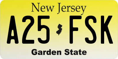 NJ license plate A25FSK