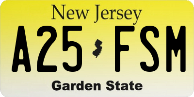 NJ license plate A25FSM