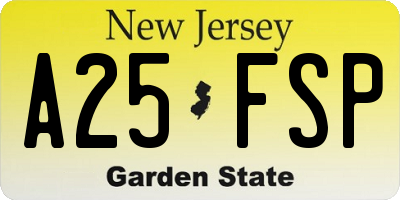 NJ license plate A25FSP
