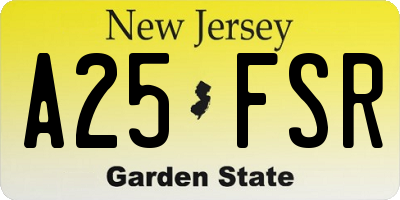 NJ license plate A25FSR