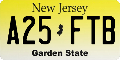 NJ license plate A25FTB