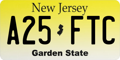 NJ license plate A25FTC