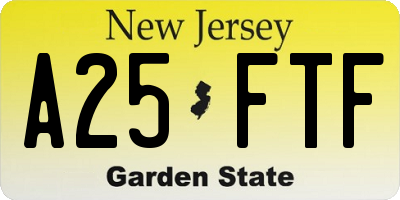 NJ license plate A25FTF