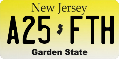 NJ license plate A25FTH