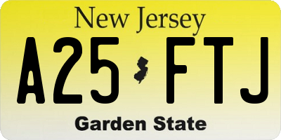 NJ license plate A25FTJ