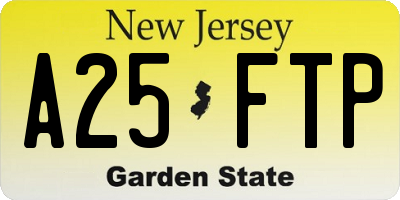 NJ license plate A25FTP