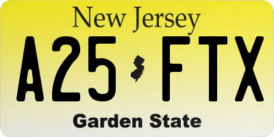 NJ license plate A25FTX