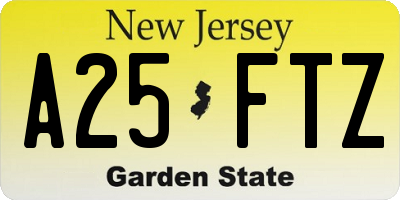 NJ license plate A25FTZ