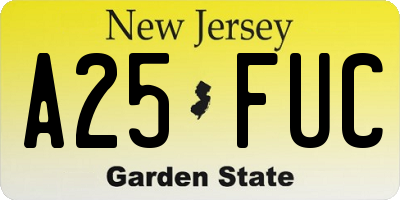 NJ license plate A25FUC