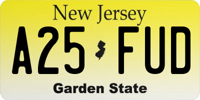 NJ license plate A25FUD