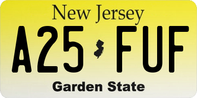 NJ license plate A25FUF