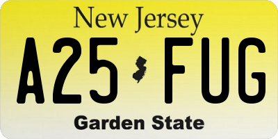 NJ license plate A25FUG