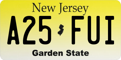 NJ license plate A25FUI