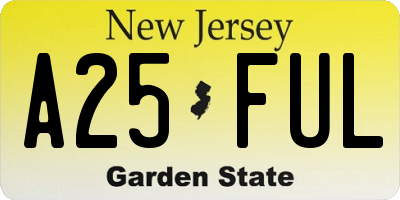 NJ license plate A25FUL