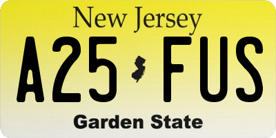 NJ license plate A25FUS