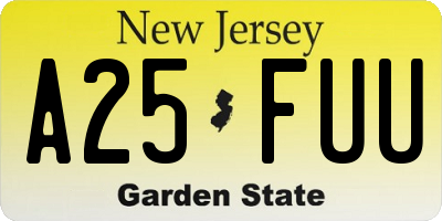 NJ license plate A25FUU