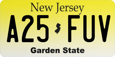 NJ license plate A25FUV
