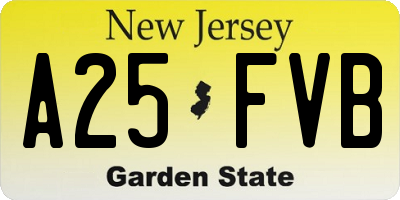NJ license plate A25FVB