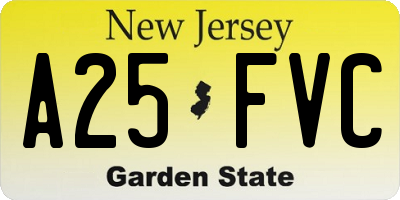 NJ license plate A25FVC