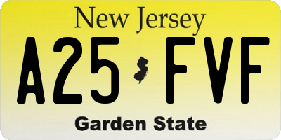 NJ license plate A25FVF