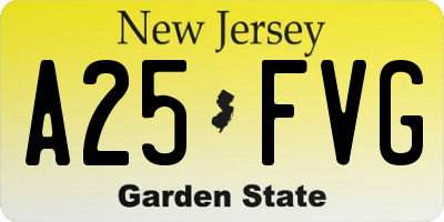 NJ license plate A25FVG