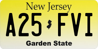 NJ license plate A25FVI