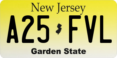 NJ license plate A25FVL
