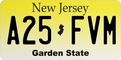 NJ license plate A25FVM