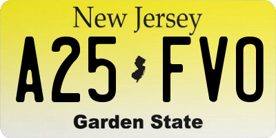 NJ license plate A25FVO