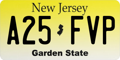 NJ license plate A25FVP