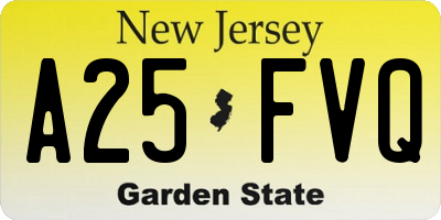 NJ license plate A25FVQ
