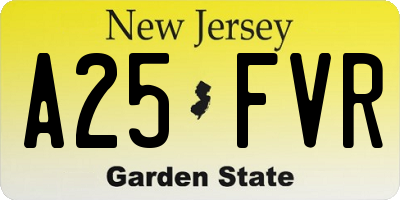 NJ license plate A25FVR