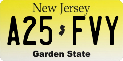 NJ license plate A25FVY
