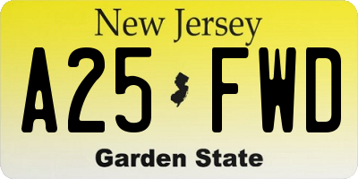 NJ license plate A25FWD