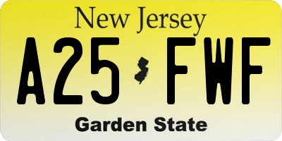 NJ license plate A25FWF