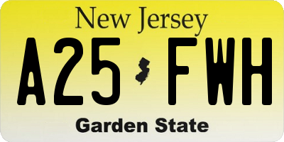 NJ license plate A25FWH