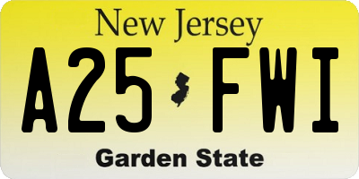 NJ license plate A25FWI