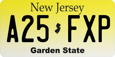 NJ license plate A25FXP