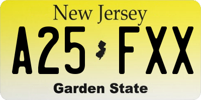 NJ license plate A25FXX