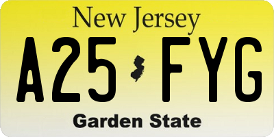 NJ license plate A25FYG
