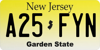NJ license plate A25FYN