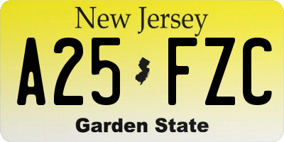 NJ license plate A25FZC